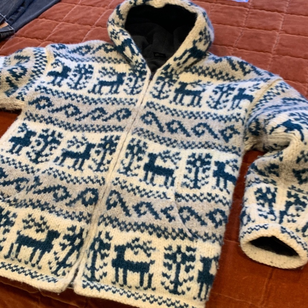 Cozy Blue and White Patterned Jacket